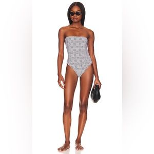 NWT L*Space La Femme One-Piece Bitsy Swimsuit in Best I Ever Plaid Black Swim
